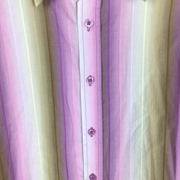 Dragonfly retro vibe men’s button down L/S striped shirt in purples and tans-Med - Picture 3 of 11